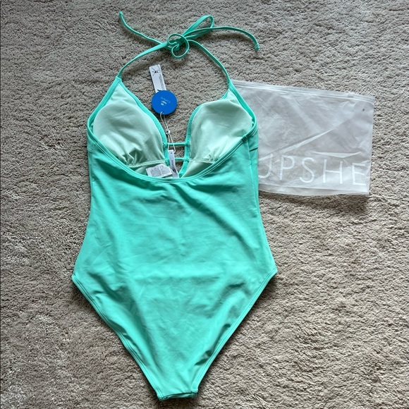 Mint green halter one piece swimsuit - Picture 2 of 2